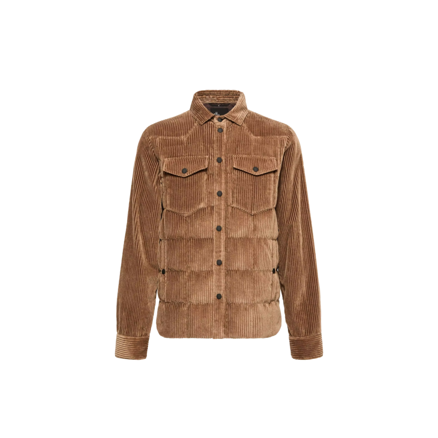 Sur Chemise doudoune MONCLER Gelt velours côtelé marron clair Grenoble Collection