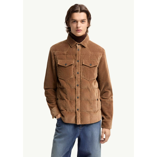 Sur Chemise doudoune MONCLER Gelt velours côtelé marron clair Grenoble Collection