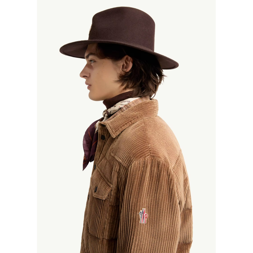 Sur Chemise doudoune MONCLER Gelt velours côtelé marron clair Grenoble Collection