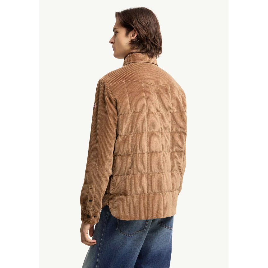 Sur Chemise doudoune MONCLER Gelt velours côtelé marron clair Grenoble Collection