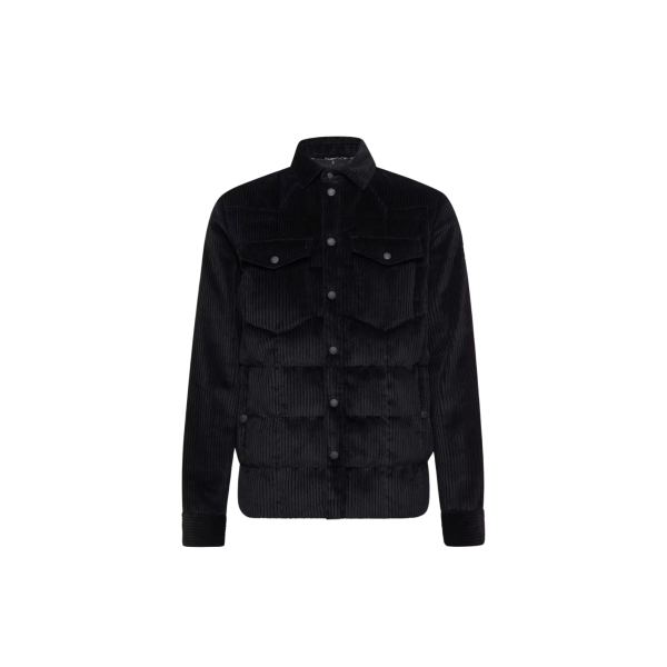 Sur Chemise doudoune MONCLER Gelt velours côtelé noir Grenoble Collection