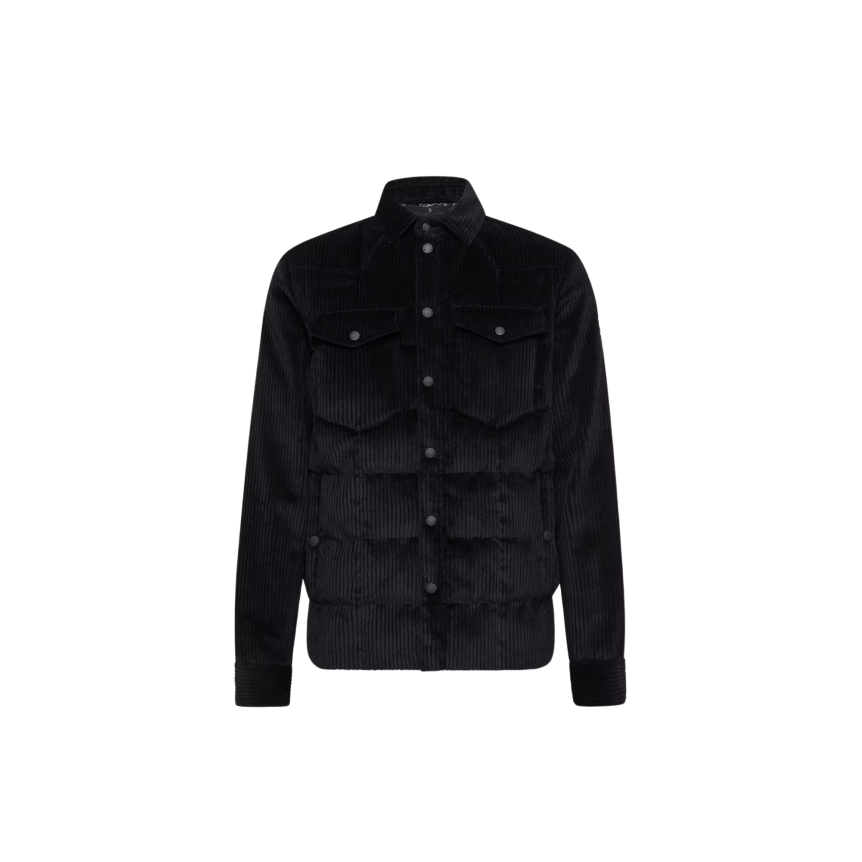 Sur Chemise doudoune MONCLER Gelt velours côtelé noir Grenoble Collection