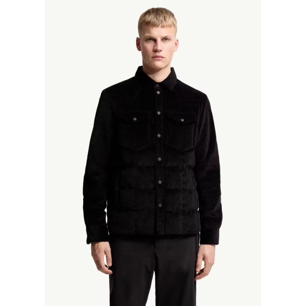 Sur Chemise doudoune MONCLER Gelt velours côtelé noir Grenoble Collection
