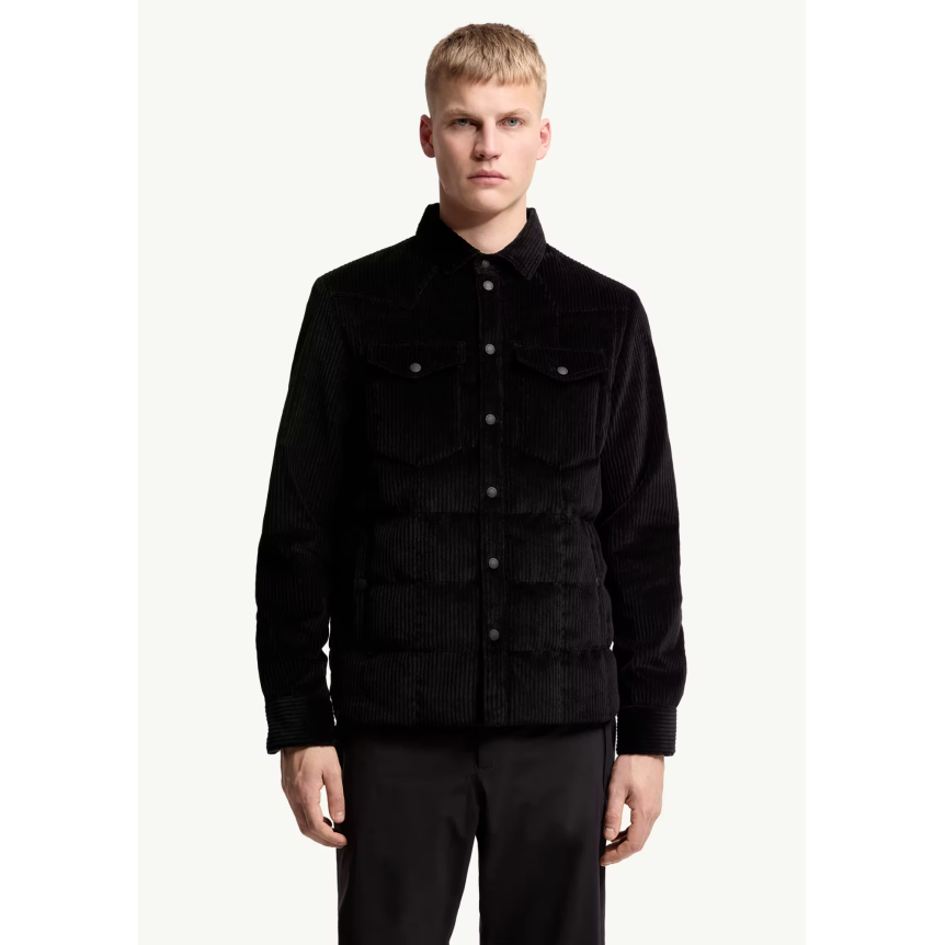 Sur Chemise doudoune MONCLER Gelt velours côtelé noir Grenoble Collection