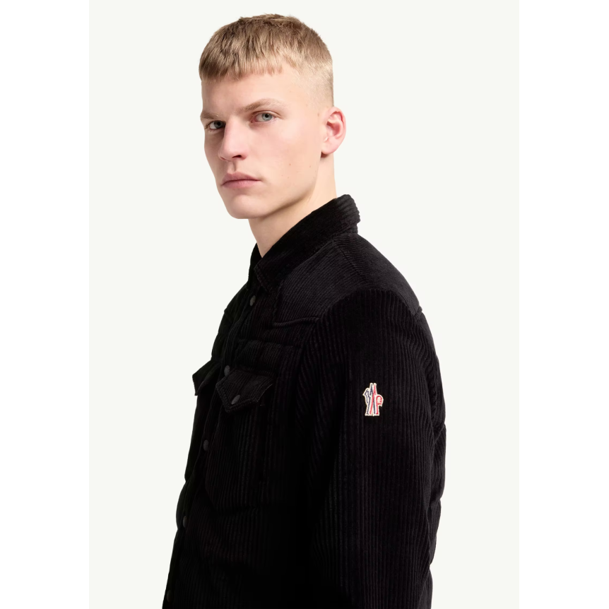 Sur Chemise doudoune MONCLER Gelt velours côtelé noir Grenoble Collection