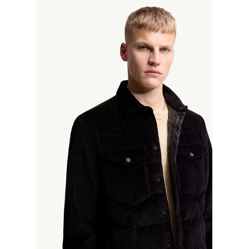 Sur Chemise doudoune MONCLER Gelt velours côtelé noir Grenoble Collection