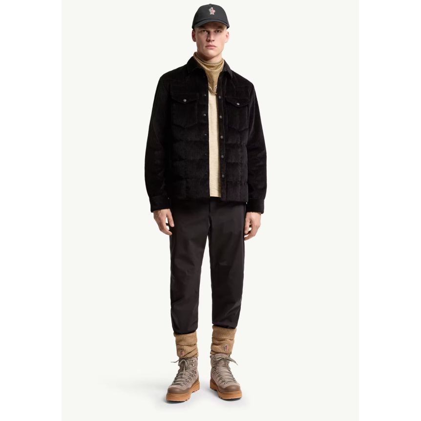 Sur Chemise doudoune MONCLER Gelt velours côtelé noir Grenoble Collection