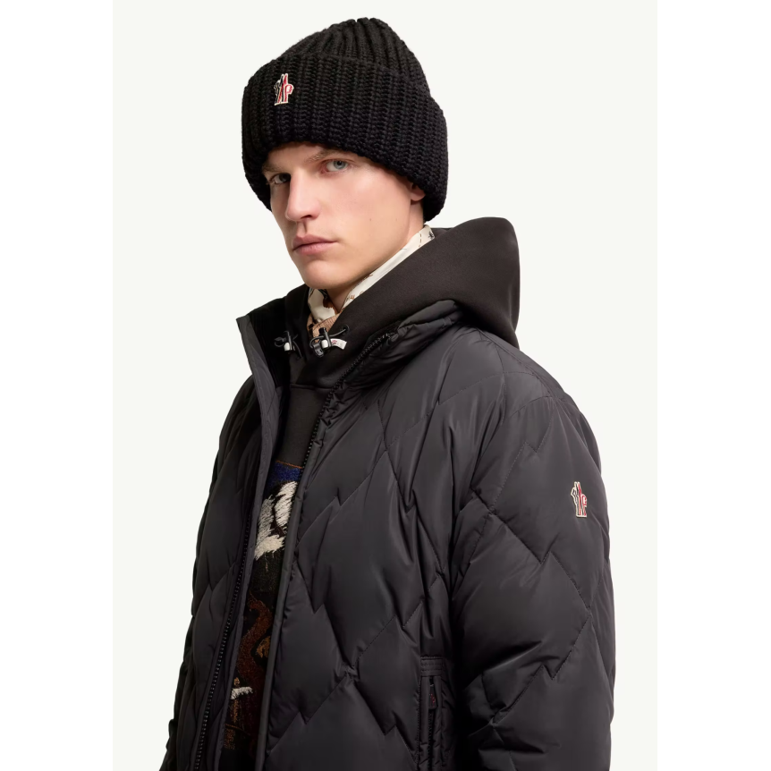 Doudoune courte MONCLER Bramans polyester matelassée losange noir Grenoble Collection