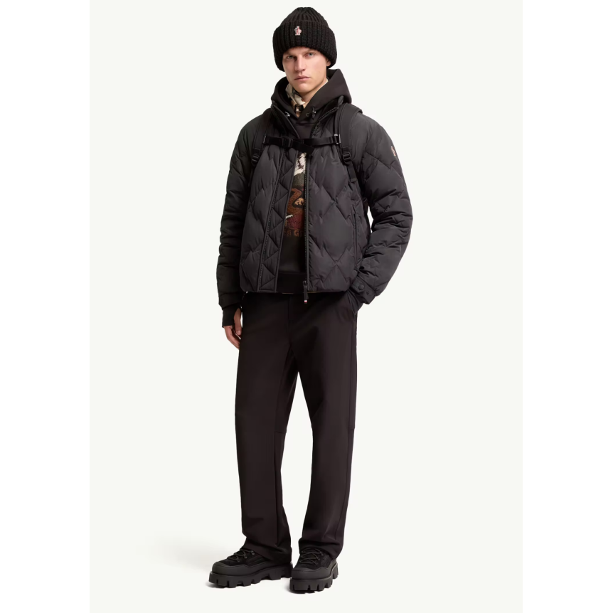 Doudoune courte MONCLER Bramans polyester matelassée losange noir Grenoble Collection