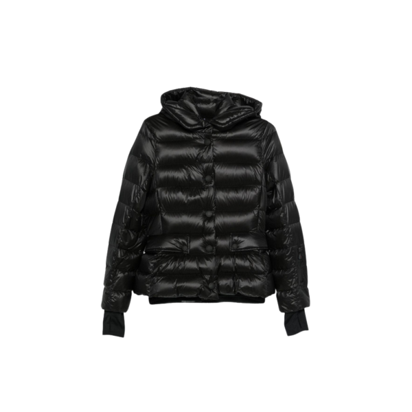 Doudoune de ski à capuche MONCLER Armoniques nylon noir bouton pression Grenoble Collection
