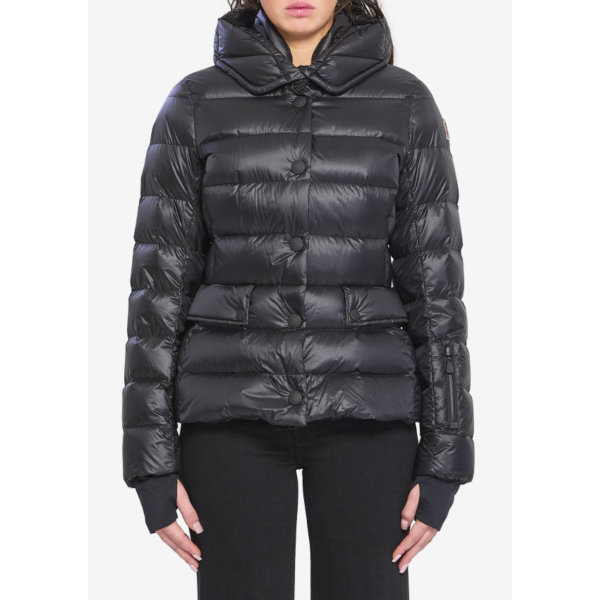 Doudoune de ski à capuche MONCLER Armoniques nylon noir bouton pression Grenoble Collection