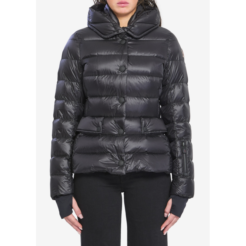 Doudoune de ski à capuche MONCLER Armoniques nylon noir bouton pression Grenoble Collection