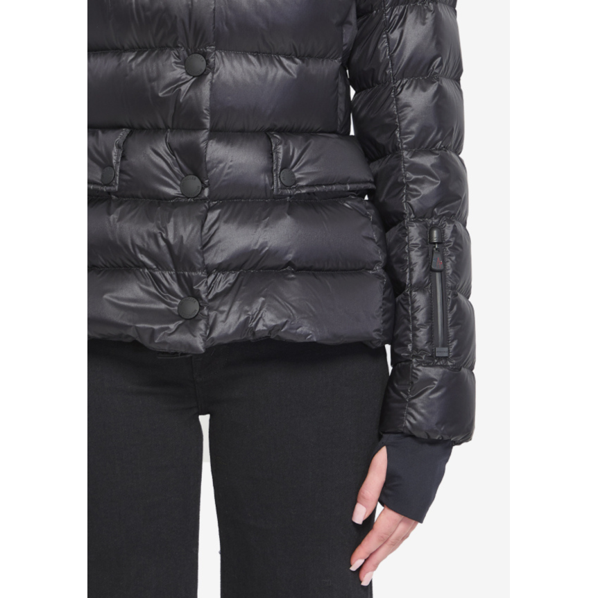Doudoune de ski à capuche MONCLER Armoniques nylon noir bouton pression Grenoble Collection