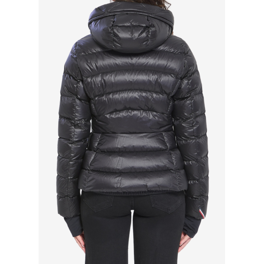 Doudoune de ski à capuche MONCLER Armoniques nylon noir bouton pression Grenoble Collection