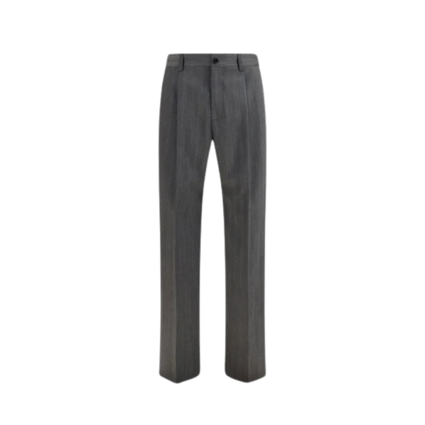 Pantalon droit ajusté VALENTINO laine rayures chevrons gris