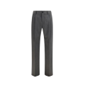 Pantalon droit ajusté laine rayures chevrons gris