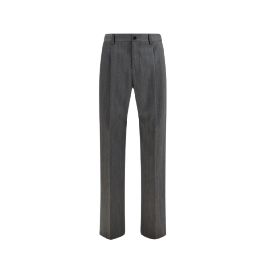 Pantalon droit ajusté VALENTINO laine rayures chevrons gris