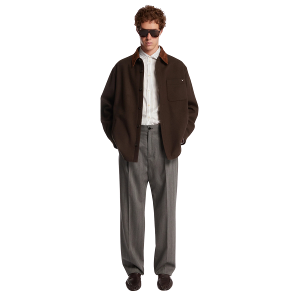 Pantalon droit ajusté VALENTINO laine rayures chevrons gris