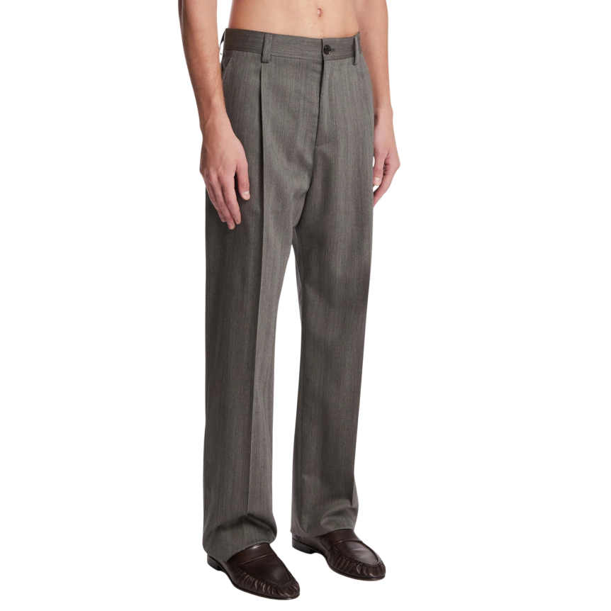 Pantalon droit ajusté VALENTINO laine rayures chevrons gris