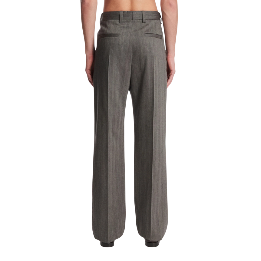 Pantalon droit ajusté VALENTINO laine rayures chevrons gris