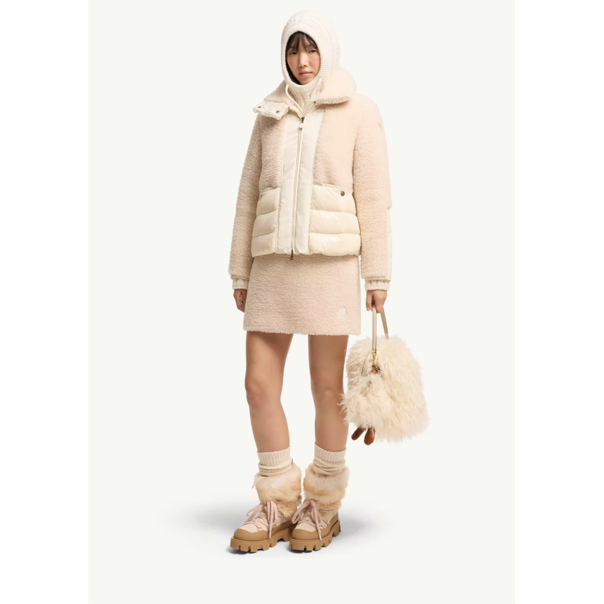 Mini jupe MONCLER en teddy polaire écru