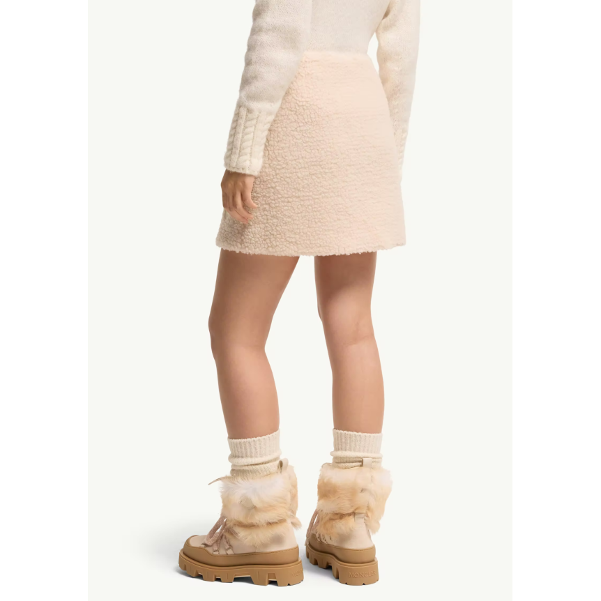 Mini jupe MONCLER en teddy polaire écru