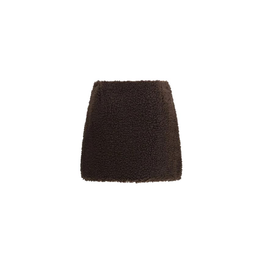Mini jupe MONCLER en teddy polaire marron chocolat