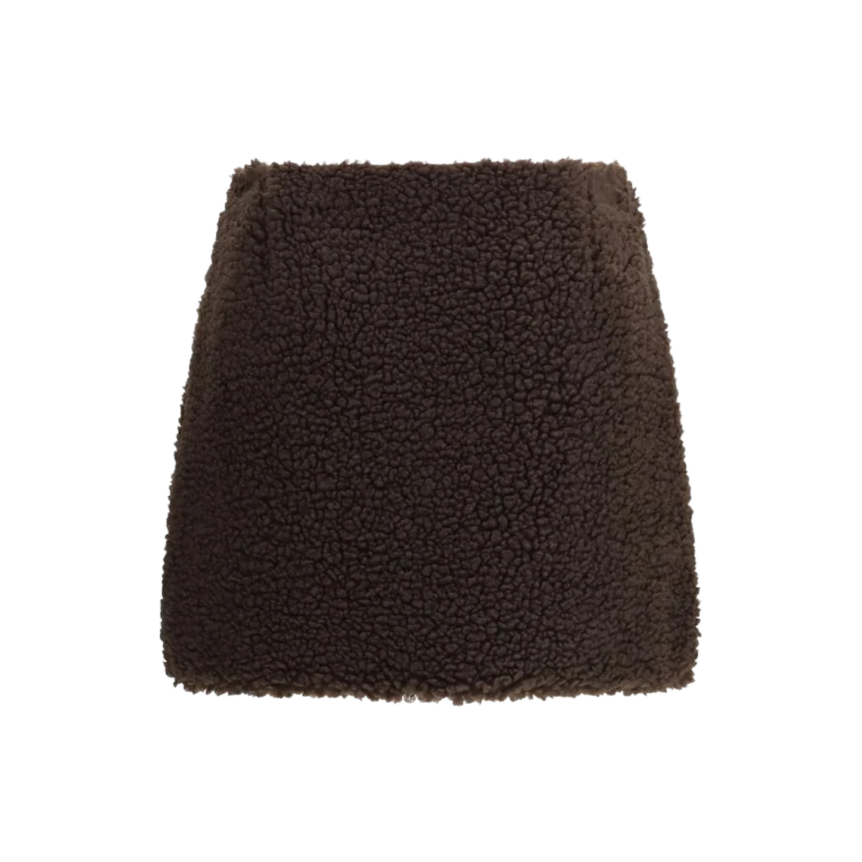 Mini jupe MONCLER en teddy polaire marron chocolat