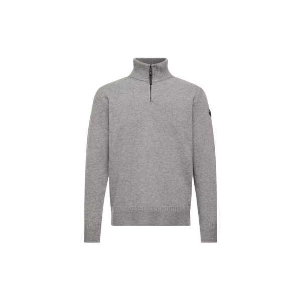 Pull col montant zippé MONCLER laine vierge polyamide cachemire gris