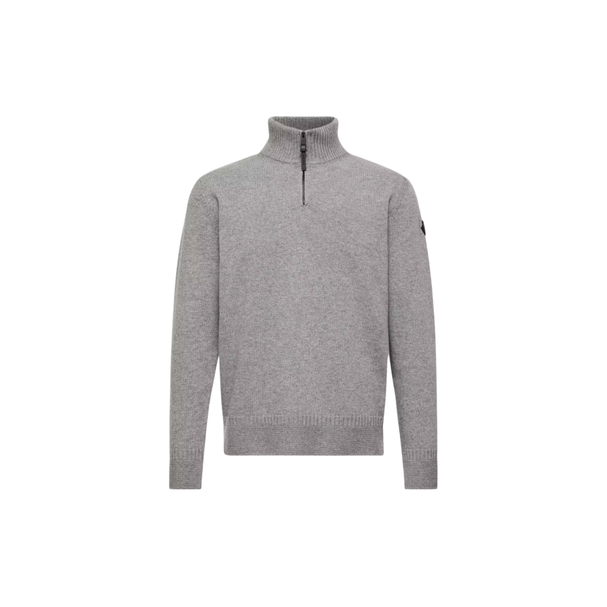 Pull col montant zippé MONCLER laine vierge polyamide cachemire gris