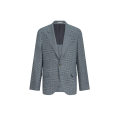 Veste croisée déstructurée laine cachemire Prince de Galles carreaux bleu