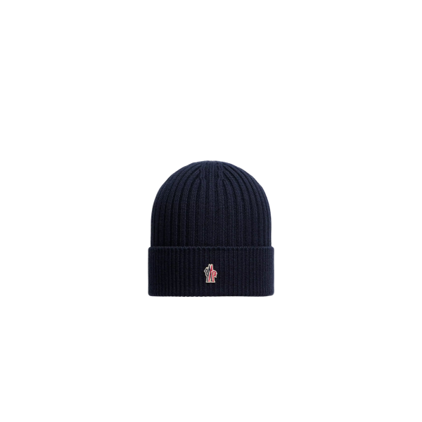 Bonnet MONCLER laine vierge côtelée bleu marine Grenoble Collectione
