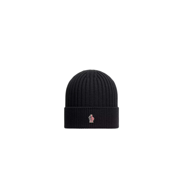 Bonnet MONCLER laine vierge côtelée noire Grenoble Collection