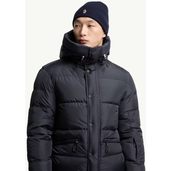 Bonnet MONCLER laine vierge côtelée bleu marine Grenoble Collectione
