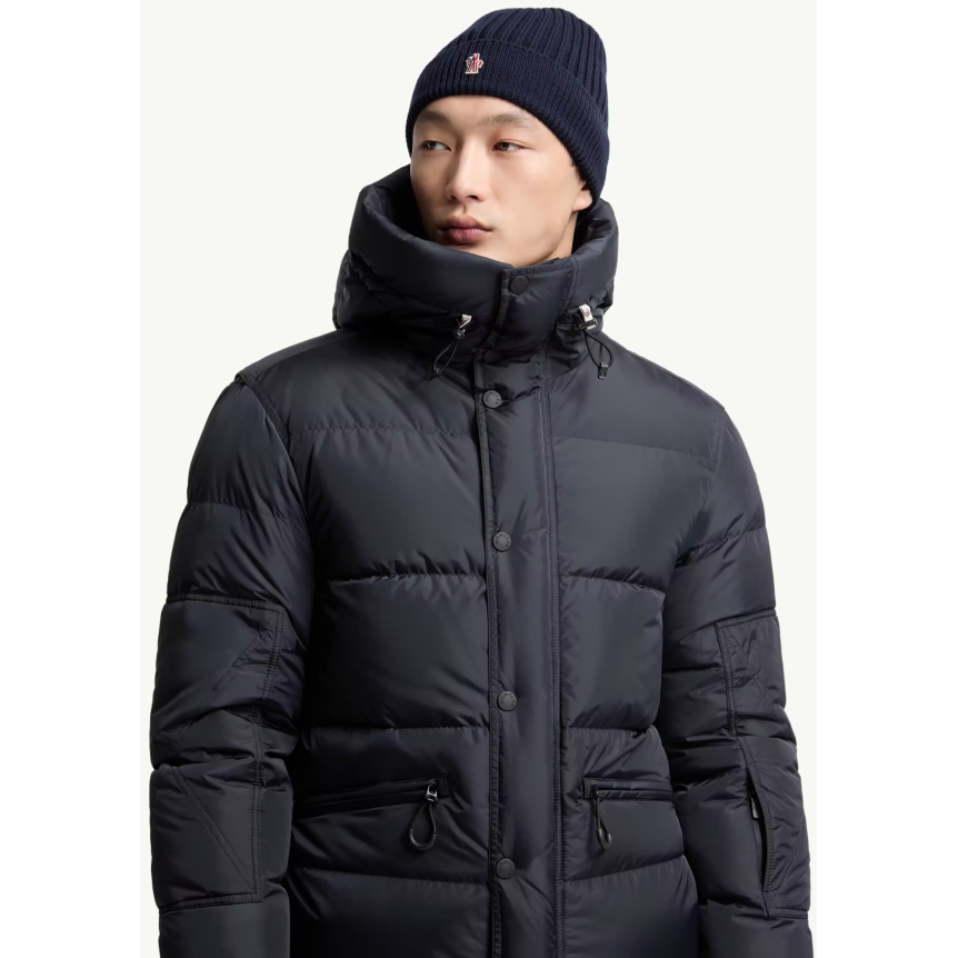 Bonnet MONCLER laine vierge côtelée bleu marine Grenoble Collectione