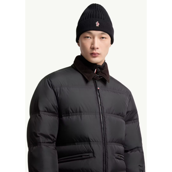 Bonnet MONCLER laine vierge côtelée noire Grenoble Collection
