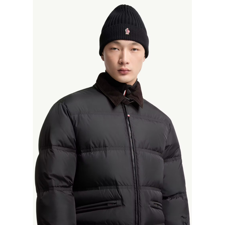 Bonnet MONCLER laine vierge côtelée noire Grenoble Collection