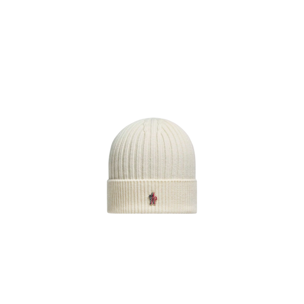 Bonnet MONCLER aine vierge côtelée blanche Grenoble Collection