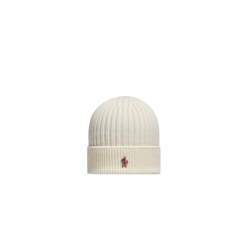 Bonnet MONCLER aine vierge côtelée blanche Grenoble Collection