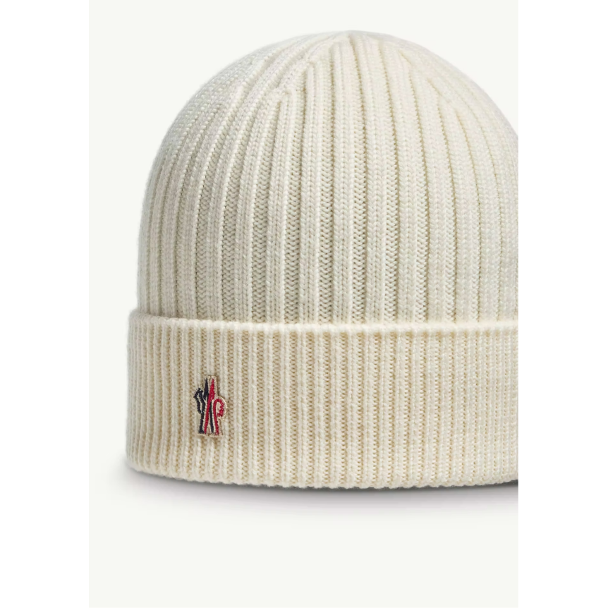 Bonnet MONCLER aine vierge côtelée blanche Grenoble Collection