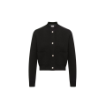 Cardigan à bouton pression laine cachemire mélangé noir dos matelassé poches