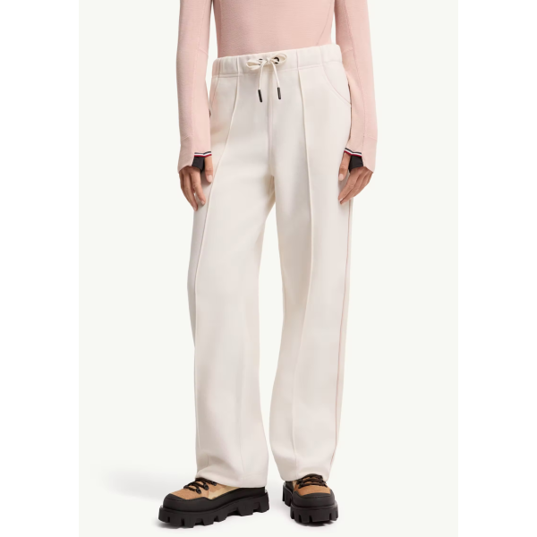 Pantalon de survêtement droit MONCLER maille interlock écrue taille élastique Grenoble Collection