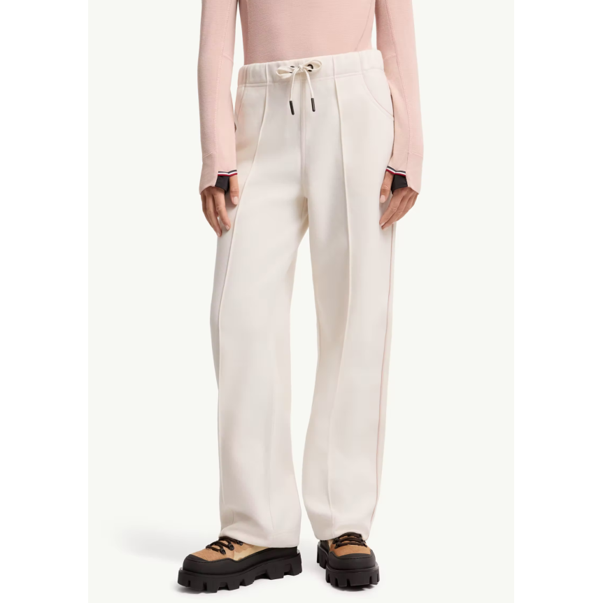 Pantalon de survêtement droit MONCLER maille interlock écrue taille élastique Grenoble Collection