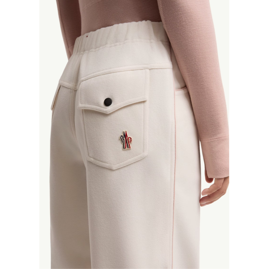 Pantalon de survêtement droit MONCLER maille interlock écrue taille élastique Grenoble Collection