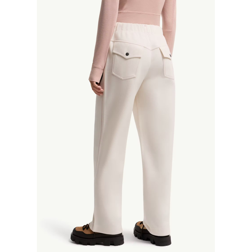Pantalon de survêtement droit MONCLER maille interlock écrue taille élastique Grenoble Collection