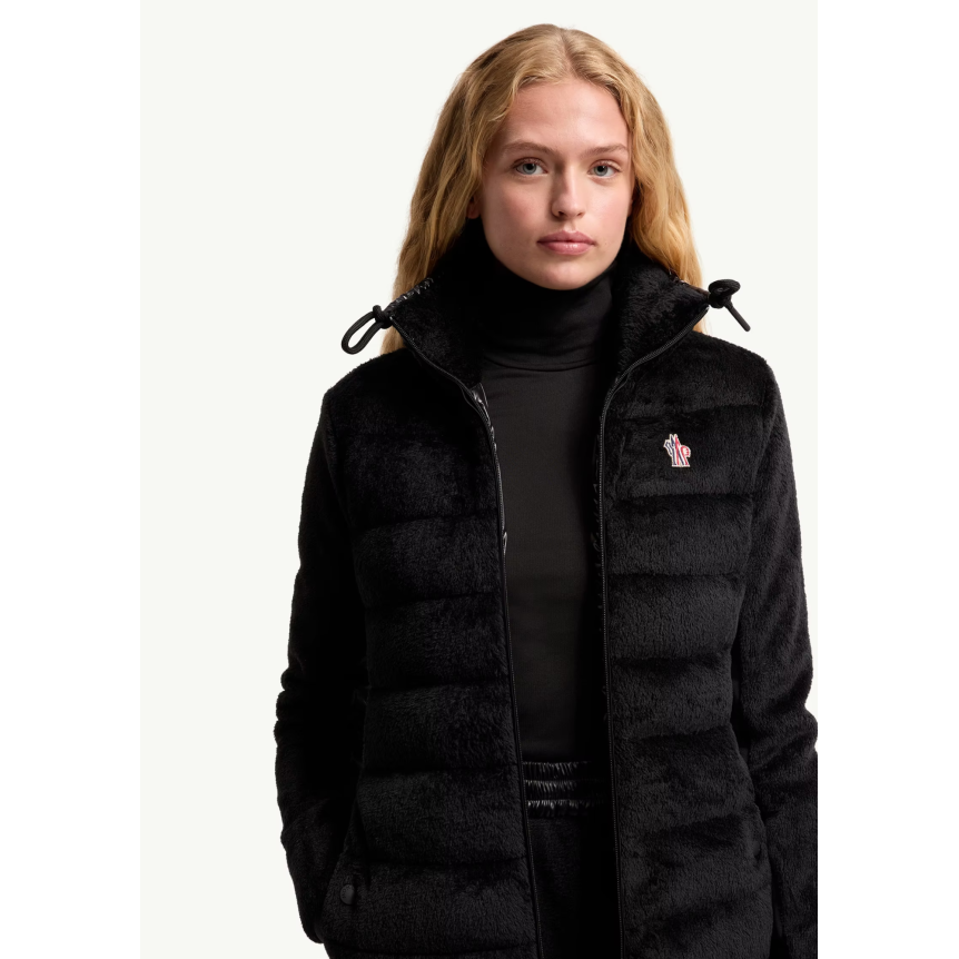 Cardigan zippé matelassé en Polartec noir Grenoble Collection