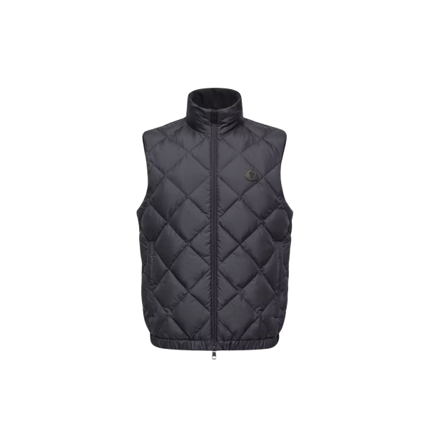 Doudoune sans manches MONCLER Chobe à matelassage bleu marine en losanges