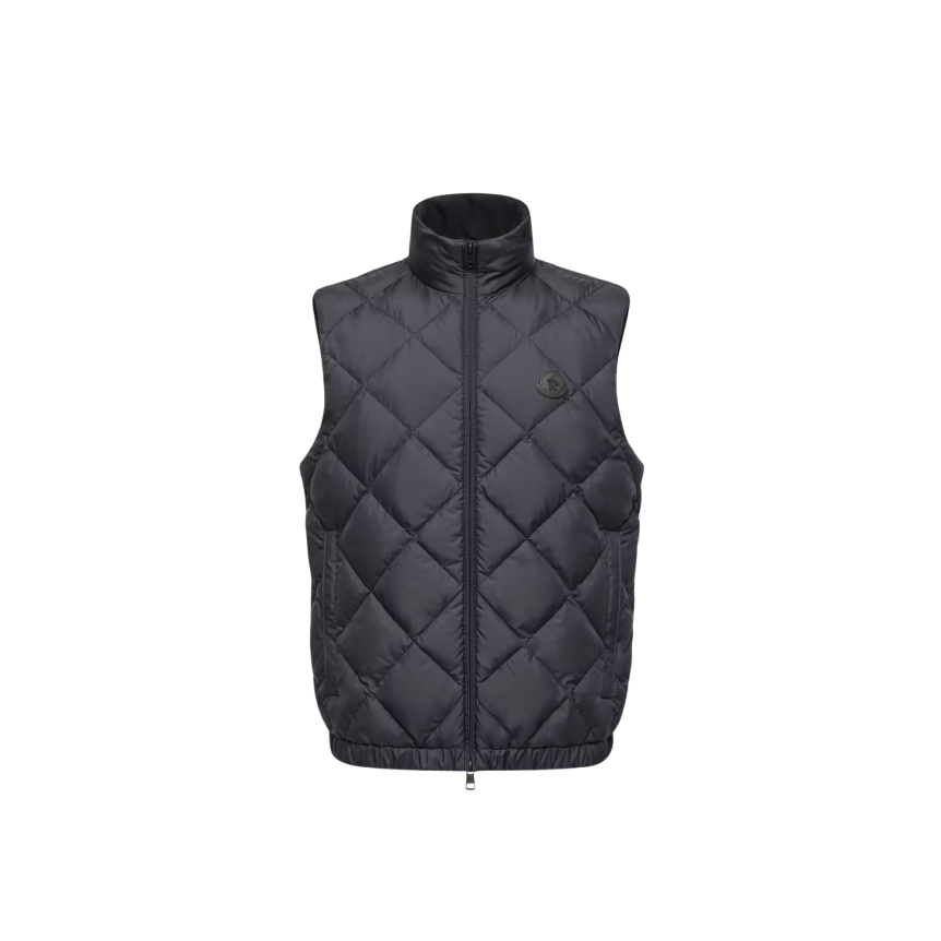 Doudoune sans manches MONCLER Chobe à matelassage bleu marine en losanges