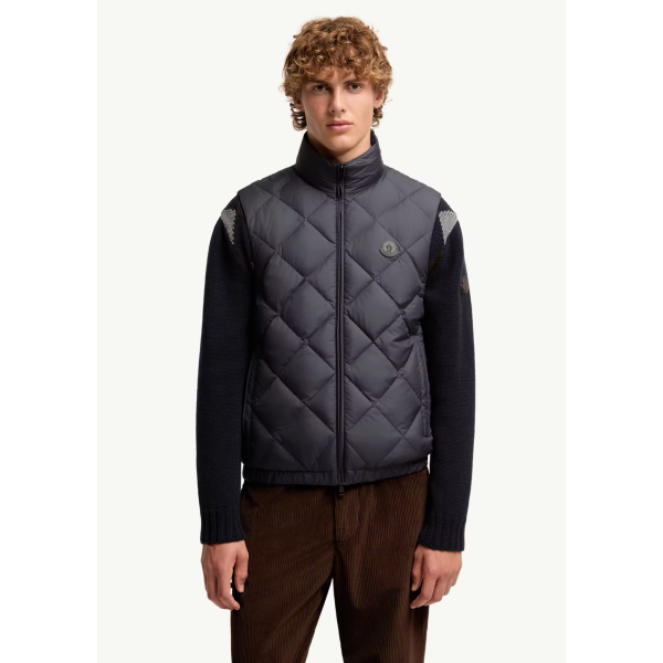Doudoune sans manches MONCLER Chobe à matelassage bleu marine en losanges