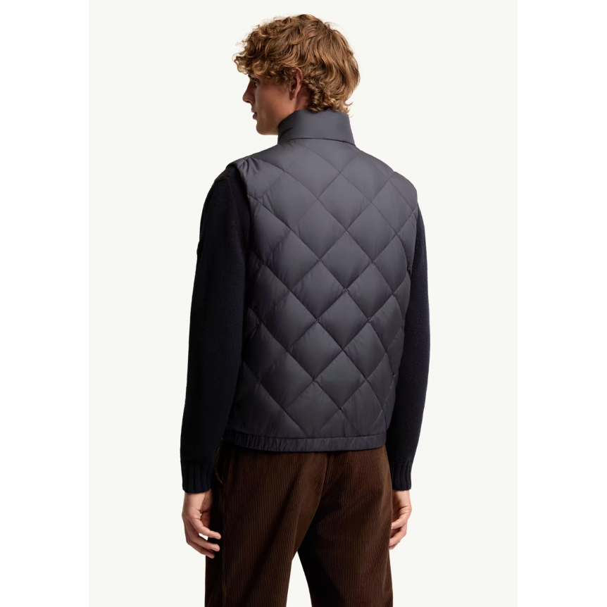 Doudoune sans manches MONCLER Chobe à matelassage bleu marine en losanges